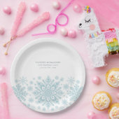 18e Verjaardagsfeest Blauw Wit Sneeuwvlok Custom Papieren Bordje (Feest)