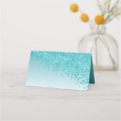 18e verjaardagsfeest Blauwgroen Blue Glitter Plaatskaartje (Achterkant)