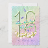 18e verjaardagsfeest Butterfly Garden Uitnodiging (Voorkant)