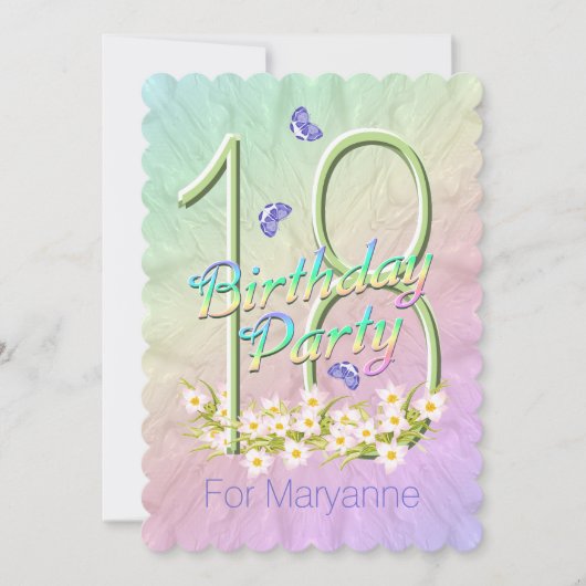 18e verjaardagsfeest Butterfly Garden Uitnodiging (Voorkant)