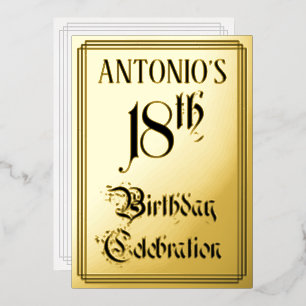 18e Verjaardagsfeest — Elegant Schrift + Aangepast Folie Uitnodiging