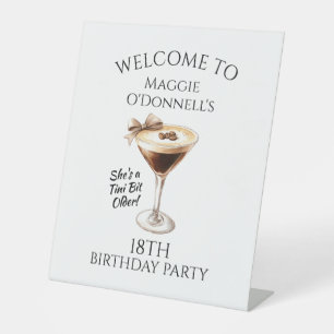 18e Verjaardagsfeest Espresso Martini Welkom Reclamebord Met Voetstuk