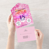 18e Verjaardagsfeest Glam Sparkle Glitz Pink All In One Uitnodiging (Afscheurbaar)