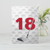 18e verjaardagsfeest golfthema kaart (Staand voorkant)