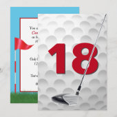18e verjaardagsfeest golfthema kaart (Voorkant / Achterkant)