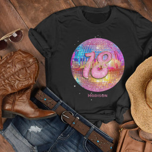 18e Verjaardagsfeest Goud Roze Glitters Disco Bal T-shirt