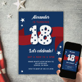 18e Verjaardagsfeest Mannen Patriottische Rood Wit Kaart
