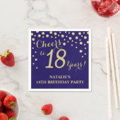 18e Verjaardagsfeest Marine Blauwe en Gouden Diama Servet (Insitu)