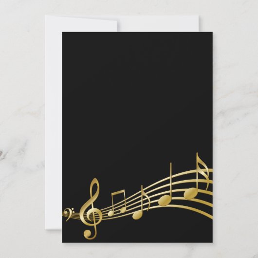 18e verjaardagsfeest muzieknoten zwart en goud kaart (Achterkant)