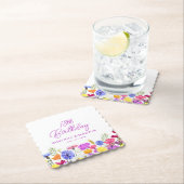 18e verjaardagsfeest Paarse Wildflower Custom Kartonnen Onderzetters (Insitu)