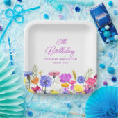 18e verjaardagsfeest Paarse Wildflower Custom Papieren Bordje (Feest)