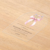 18e Verjaardagsfeest Roze Bow Wildflower Arch Acryl Uitnodigingen (Laagn)