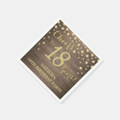 18e verjaardagsfeest rustieke en gouden diamant servet (Hoek)