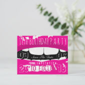 18e verjaardagsfeest Save the Date Hot Pink Lips Aankondigingskaart (Staand voorkant)