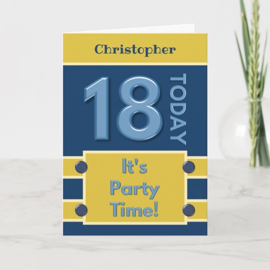 18e Verjaardagsfeest Tijd marine en goud Kaart (Voorkant)