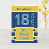18e Verjaardagsfeest Tijd marine en goud Kaart (Gele Bloem)