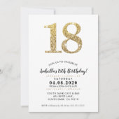 18E VERJAARDAGSFEEST UITNODIGEN moderne gouden gli Kaart (Voorkant)