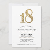 18E VERJAARDAGSFEEST UITNODIGEN moderne gouden gli Kaart (Voorkant)