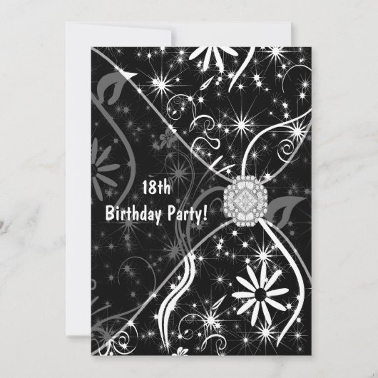 18e verjaardagsfeest uitnodiging Black Jewel 18e (Voorkant)