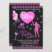 18e verjaardagsfeest uitnodiging - Cocktail Glass (Voorkant / Achterkant)