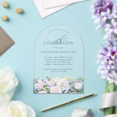 18e Verjaardagsfeest Witte Blauwe Bloemenboog Acryl Uitnodigingen (Insitu (Huwelijk))