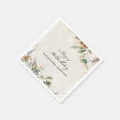 18e Verjaardagsfeest Witte Winter Bloemen Custom Servet (Hoek)