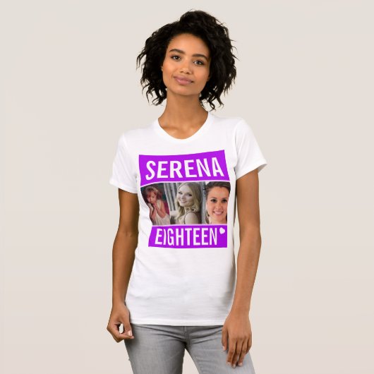 18e verjaardagsfeestdag, foto paars t-shirt (Voorkant volledig)