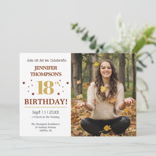 18e verjaardagsfeestfoto kaart (Staand voorkant)