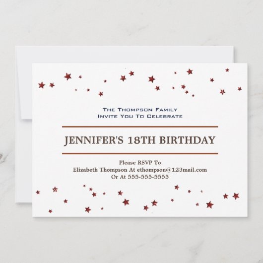 18e verjaardagsfeestfoto kaart (Achterkant)