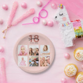 18e verjaardagsfeestje aangepaste foto roos gouden papieren bordje (Feest)