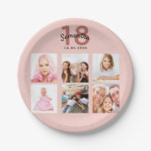 18e verjaardagsfeestje aangepaste foto roos gouden papieren bordje (Voorkant)