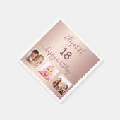 18e verjaardagsfeestje aangepaste foto roos gouden servet (Hoek)