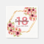 18e verjaardagsfeestje blozen roze geometrische vo servet (Voorkant)