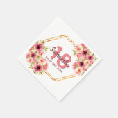 18e verjaardagsfeestje blozen roze geometrische vo servet (Hoek)