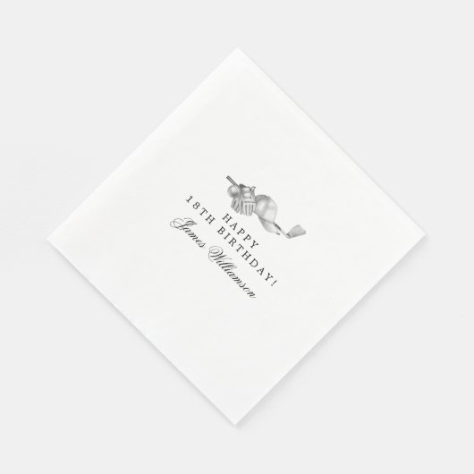 18e verjaardagsfeestje golfthema bewerkbaar servet (Hoek)