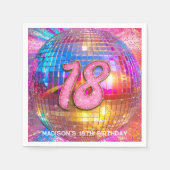 18e verjaardagsfeestje Gouden Roze Glitter Disco B Servet (Voorkant)