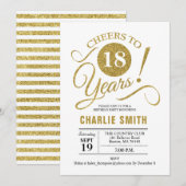 18e verjaardagsfeestje - goudwit kaart (Voorkant / Achterkant)