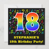 18e verjaardagsfeestje: Leuke muzieksymbolen, Rain Kaart (Voorkant)