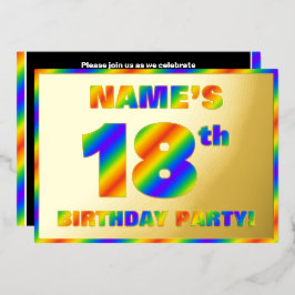 18e Verjaardagsfeestje — Leuke, Regenboogspectrum Folie Uitnodiging