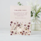 18e verjaardagsfeestje pompoen Wildflower Custom Bedankkaart (Staand voorkant)