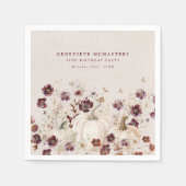 18e verjaardagsfeestje pompoen Wildflower Custom Servet (Voorkant)