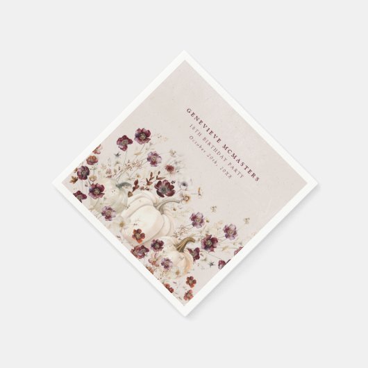 18e verjaardagsfeestje pompoen Wildflower Custom Servet (Hoek)