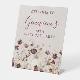 18e verjaardagsfeestje pompoen Wildflower Welkom Reclamebord Met Voetstuk