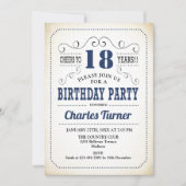 18e verjaardagsfeestje - Retro Creamy White en Nav Kaart (Voorkant)