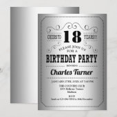 18e verjaardagsfeestje - Retro Zilver Zwart Kaart (Voorkant / Achterkant)