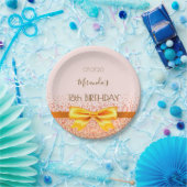 18e verjaardagsfeestje: roos gouden elegante boog papieren bordje (Feest)