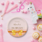 18e verjaardagsfeestje: roos gouden elegante boog papieren bordje (Feest)