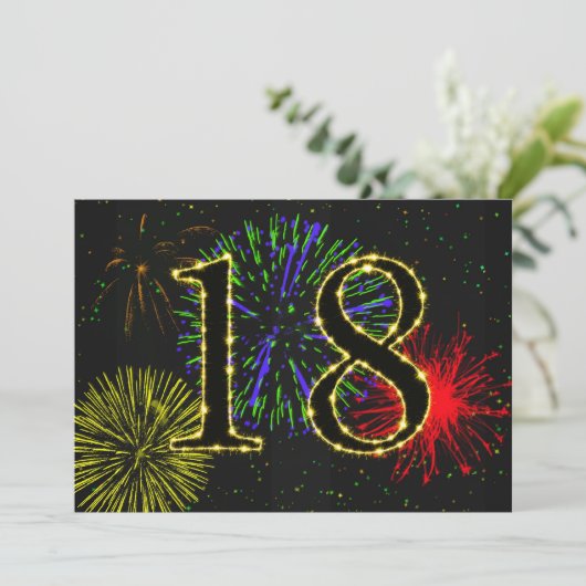 18e verjaardagsfeestje uitnodigen kaart (Staand voorkant)