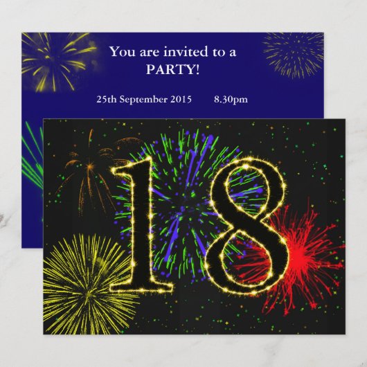 18e verjaardagsfeestje uitnodigen kaart (Voorkant / Achterkant)