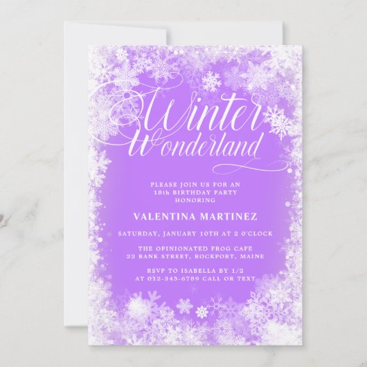 18e verjaardagsfeestje Winter Wonderland Sneeuwvlo Kaart (Voorkant)